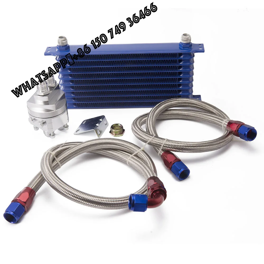 

EPMAN 10 ROW Oil Cooler Kit With Oil Filter Cooler Sandwich Adapter and Braided Stainless Steel Hose AN10 End Fittings EP-OK1012