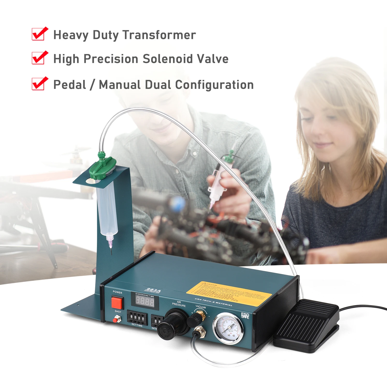 983A Automatic Dispensing Machine 220V Epoxy Resin Semi-Automatic Liquid Glue Injection Machine Manual Pedal Dispenser