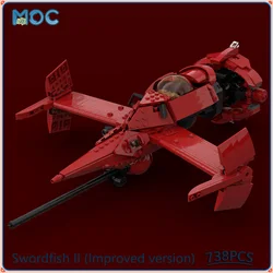 Swordfish II Improved Version Model MOC Building Blocks Space Red DIY Assemble Bricks Collection Display Xmas Toys Gifts 738PCS