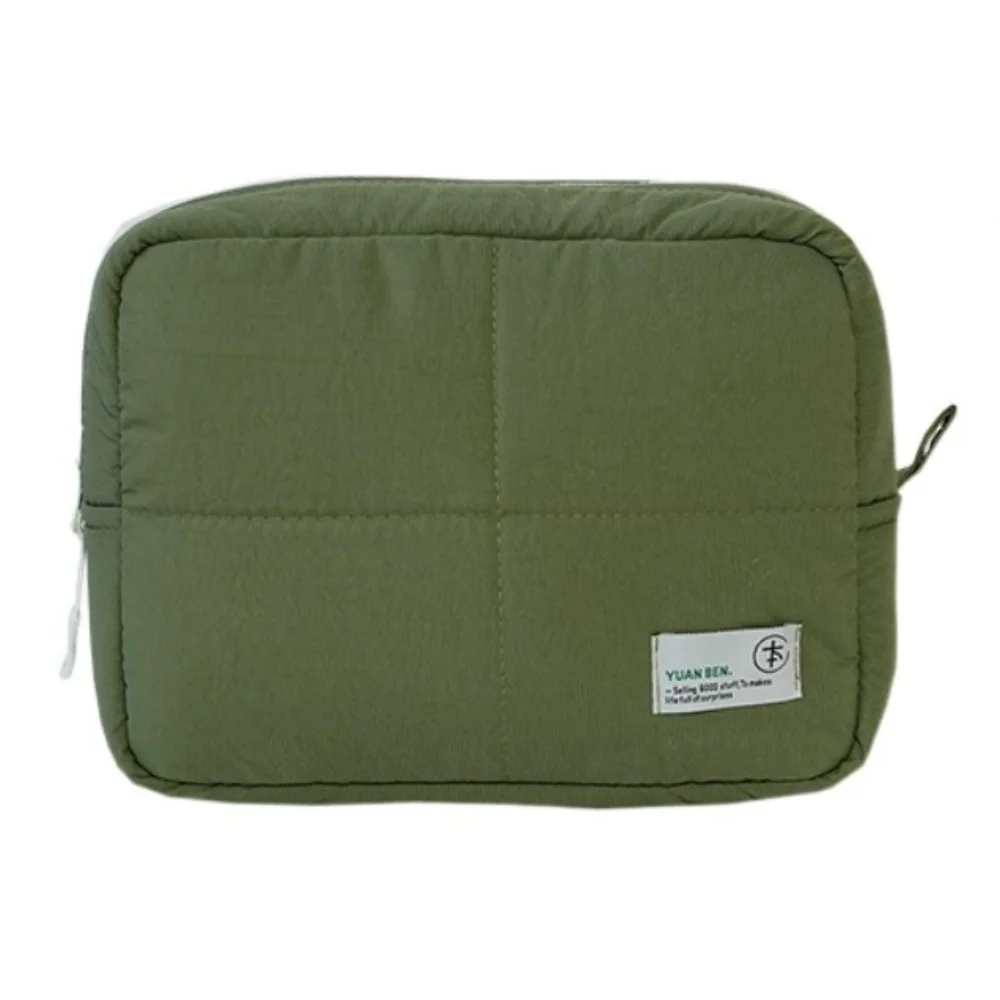 

Эстетичная стеганая косметичка-клатч квадратной формы, однотонная, объемная, большая вместимость, для хранения уходовой косметики, для улицы