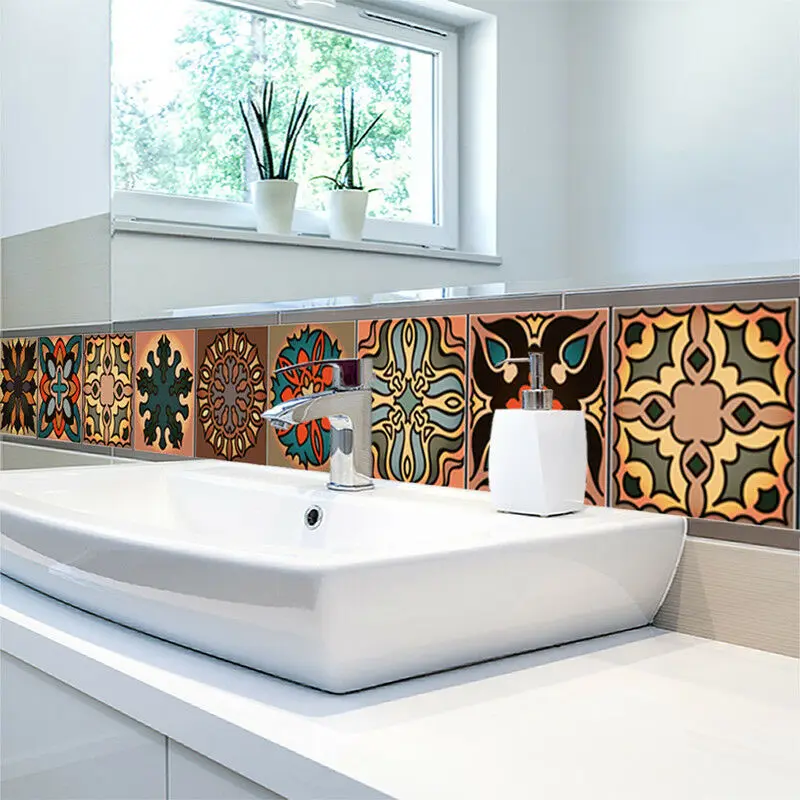 NEW HOT In Stock-20 Pcs 3D Multi Moroccan Self-Adhesive Bathroom Kitchen Wall Stair Tile Sticker