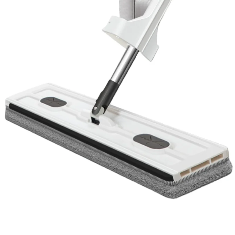 42CM Flat Mop Set with Bucket for Home Use Foldable Spin Mop System Self Wringing Cleaning Kit Washable Microfiber Pad for