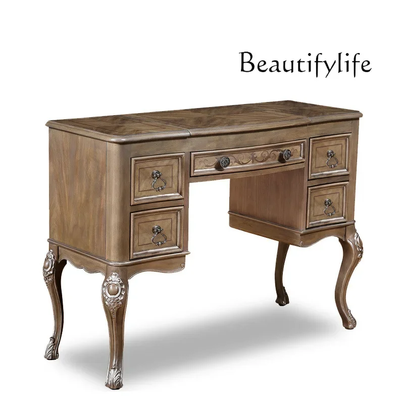 

Nordic Premium Retro Dresser Solid Wood Flip Dresser Bedroom Mini Dresser