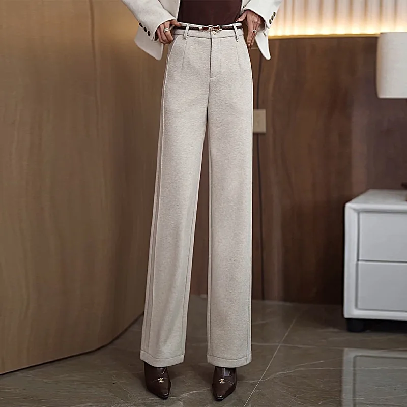 

Slim Fit Pants for Women, and Winter Slimming Draped Warm Thickened Casual Woolen Straight Pants