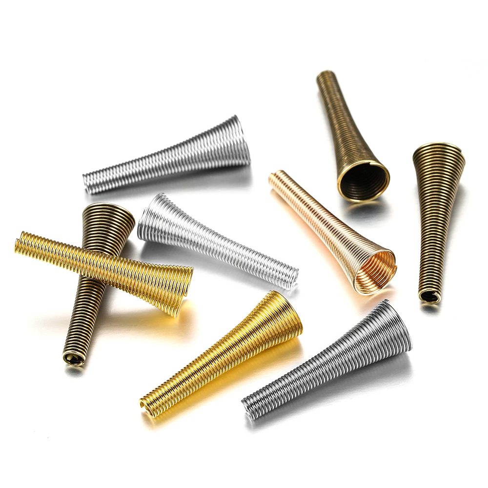 12 stücke Metall Feder Trichter Form Abstand halter Perlen Kappen DIY Perlen liefert Kegel Feder Spirale End kappen für Schmuck herstellung Zubehör