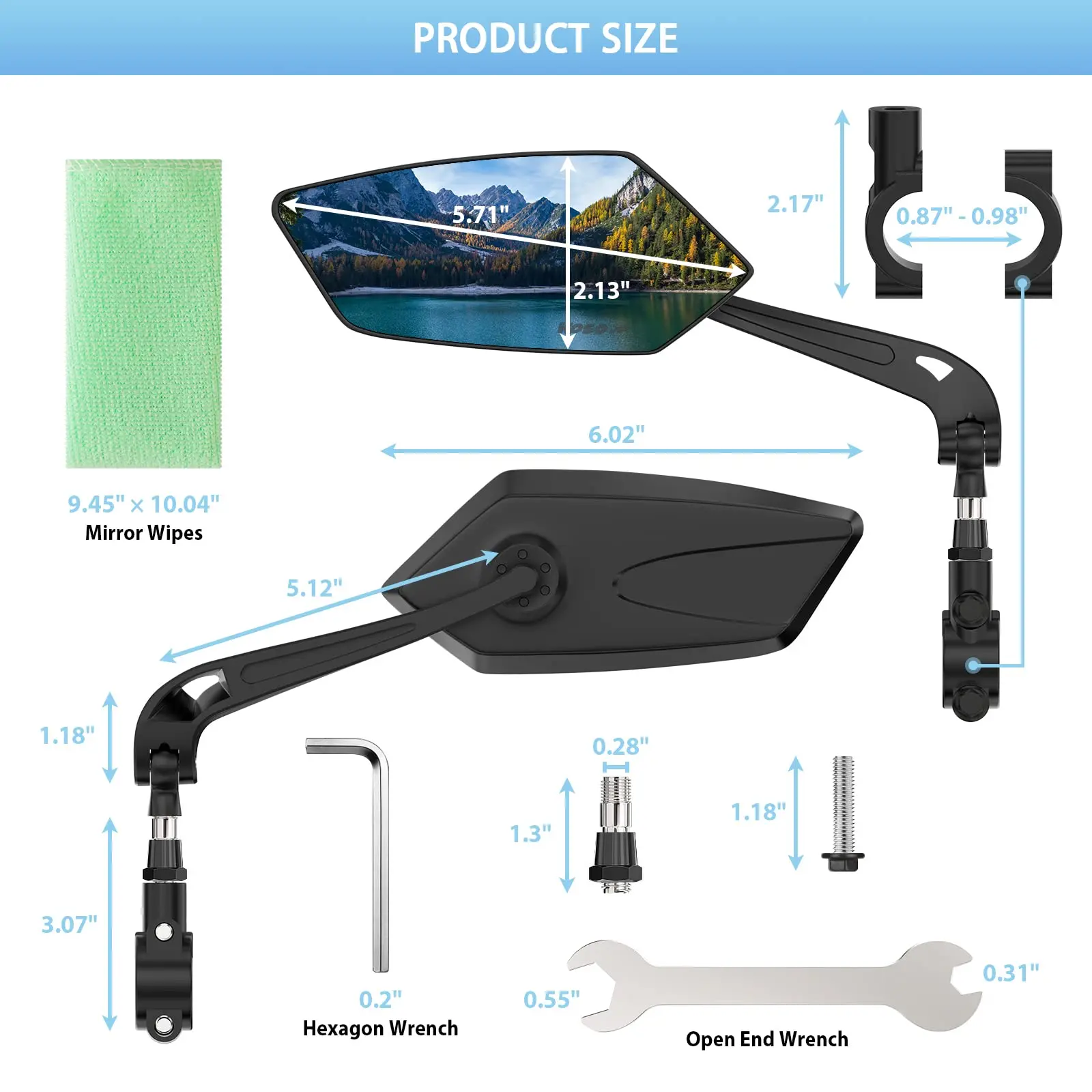 مرآة الرؤية الخلفية للدراجة من دومين بزاوية واسعة لركوب الدراجات 360 درجة ° تدوير الطريق دراجة المقود مرايا الرؤية الخلفية اكسسوارات الدراجة #4