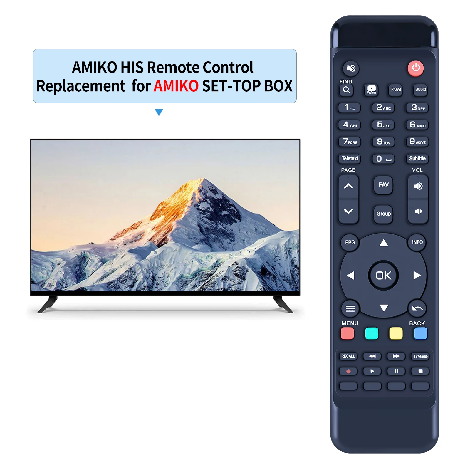 Remote control for AMIKO HIS, Mira X, HiS-4300, HiS-4200, HiS-1000, HiS-2000, HiS-3000