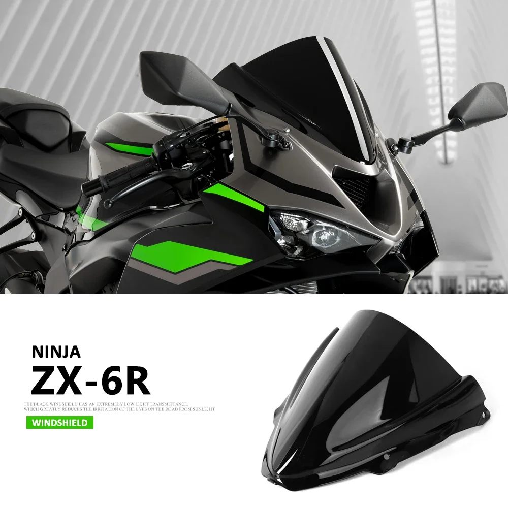 

Windscreen Windshield For Kawasaki NINJA ZX6R ZX-6R ZX 6R Ninja 2024 2025 Motorcycle Wind Deflector Double Bubble Wind Screen