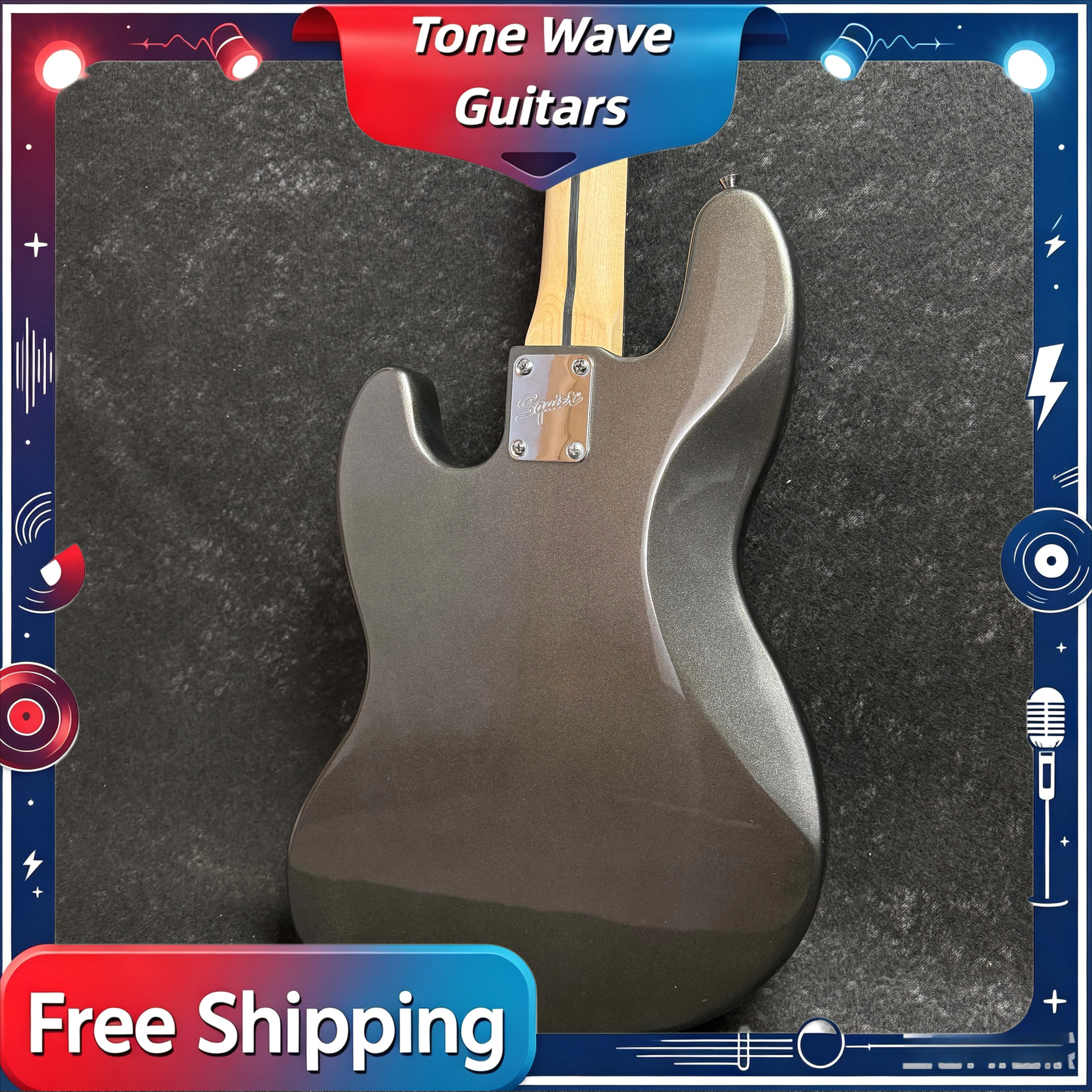 Electric Guitar Mahogany Body  Metallic Matte Charcoal Gray J-shaped Funk Jazz Pop Bass Rosewood Fingerboard Free Shipping view 5