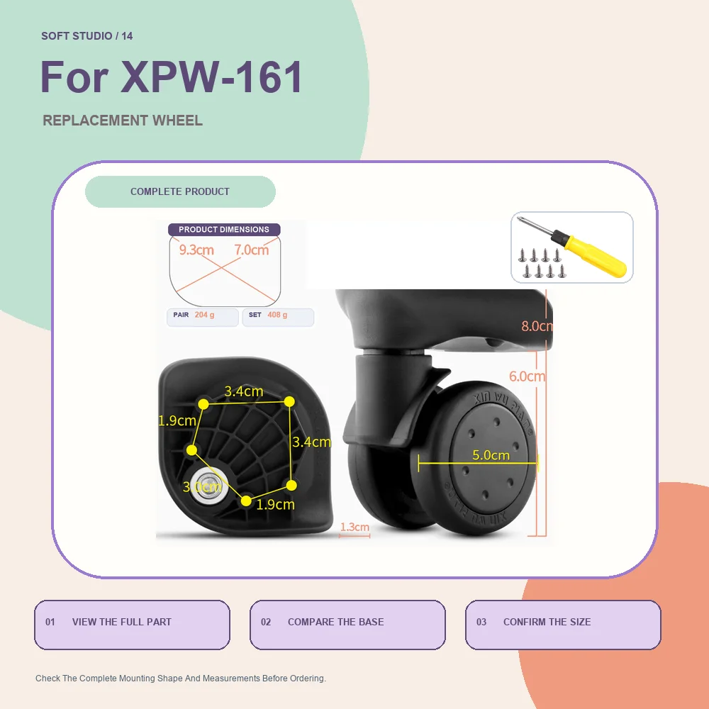 Travel Luggage Caster Replacement Wheel For Paul Frank XPW-161 Silent Suitcase Caster Repair Accessory