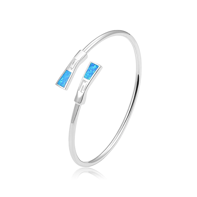 MYOP 925 Silver Gift Faux Blue OPAL Simple Opening Bracelet, A Must-Have For A Gentle Metal Stash