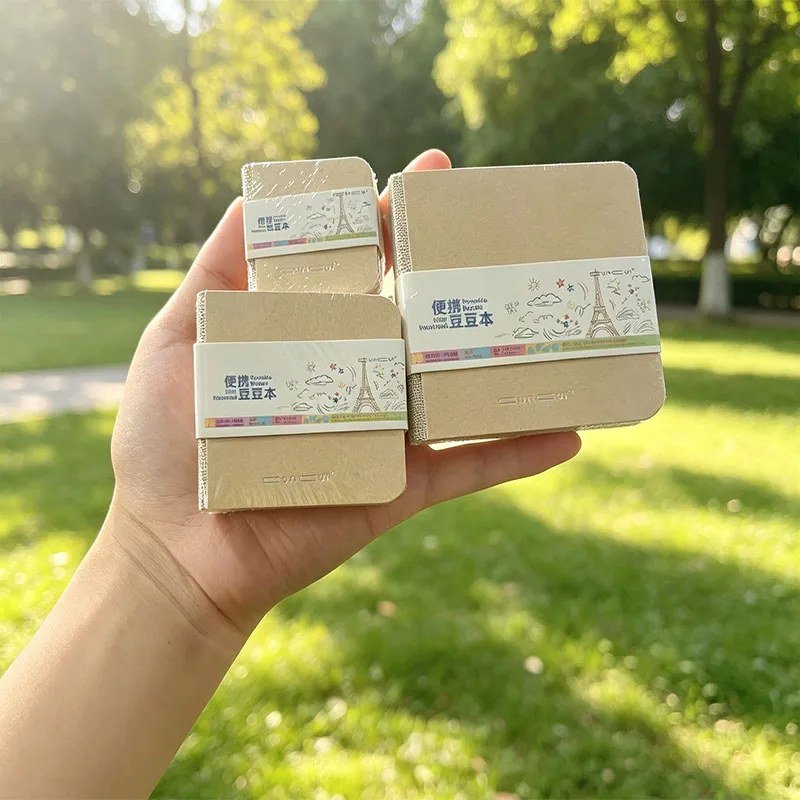 Pocket Sketchbook 3‑Pack 230g Wood Pulp Watercolor Drawing Notebook 80x80mm Mini Square Pad for Acrylic Gouache Marker Painting