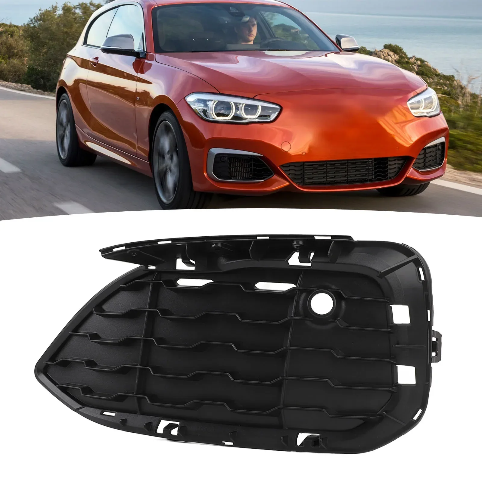 

Front Fog Light Grille, Front Bumper Fog Lamp Grille Cover for BMW 1 Series F20 F21 LCI 2014-2019 51118068605 51118068606