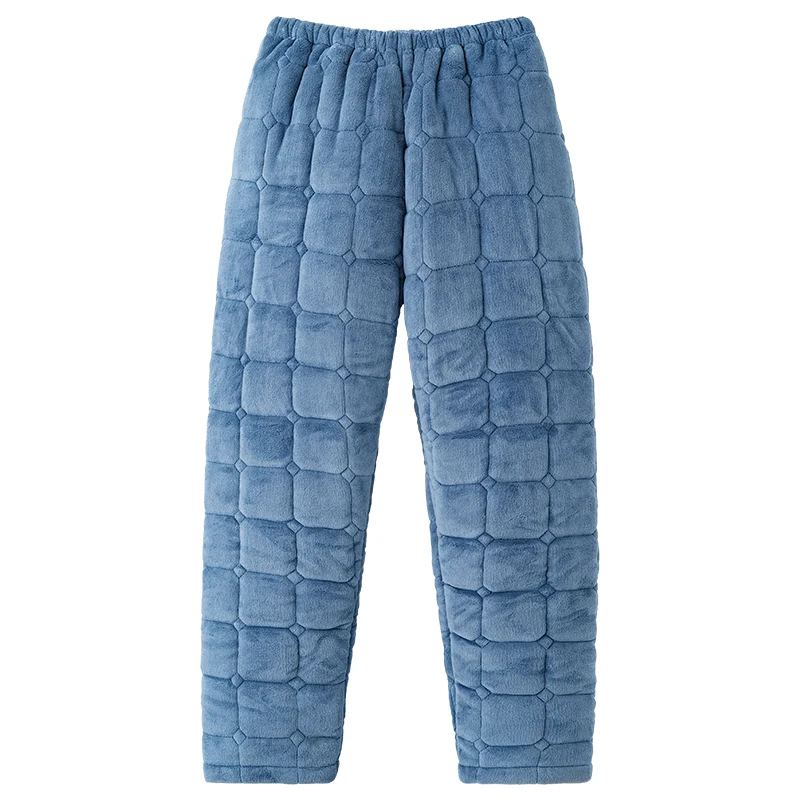 Milk Velvet Quilted Men's Long Trousers Thick 3 Layers Sleep Pants Mens Pajamas Pants Bottoms Sleepwear Pajama Men Pijama Hombre
