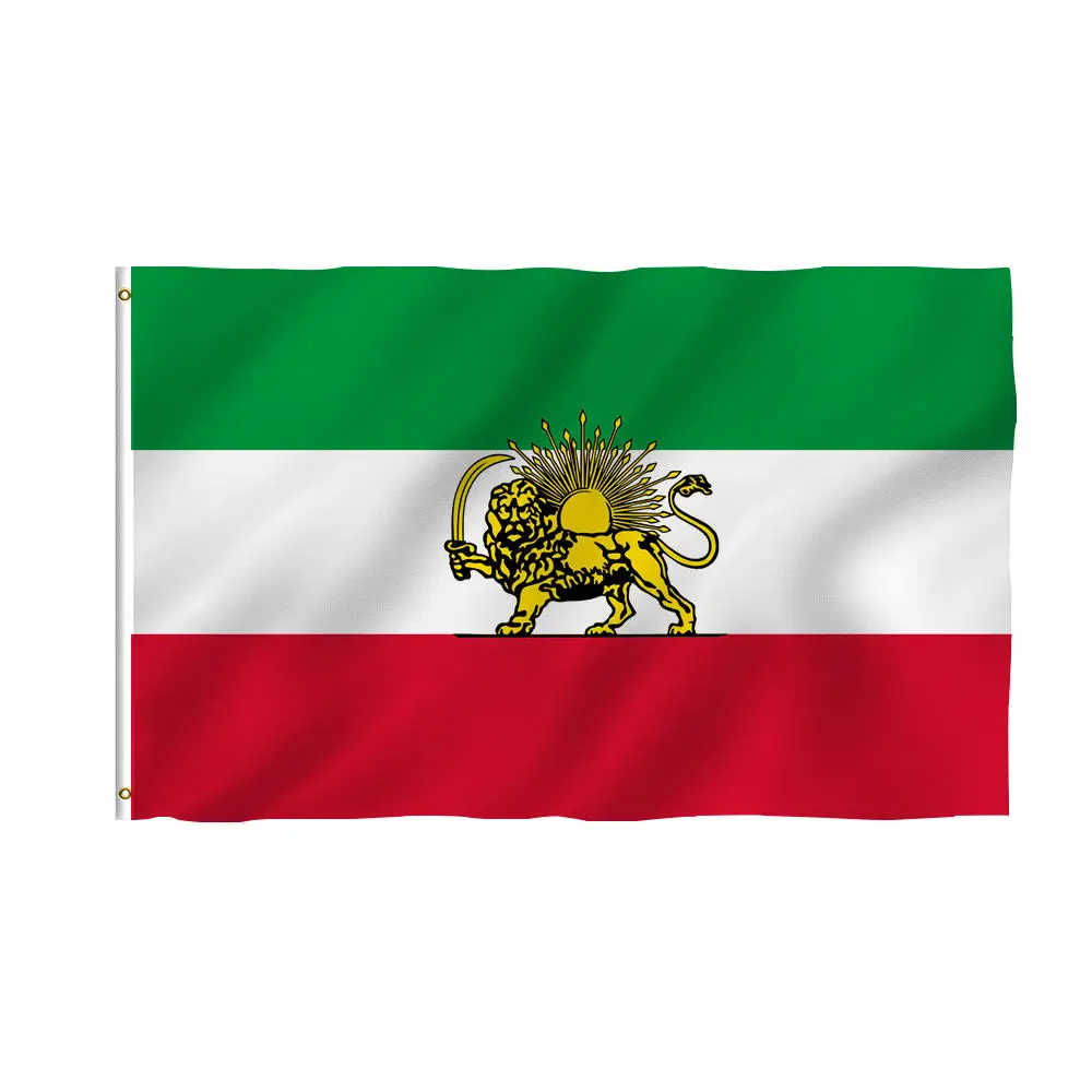 Hot Sell 100% Polyester Digital Printing iran flag lion old lion and sun flags