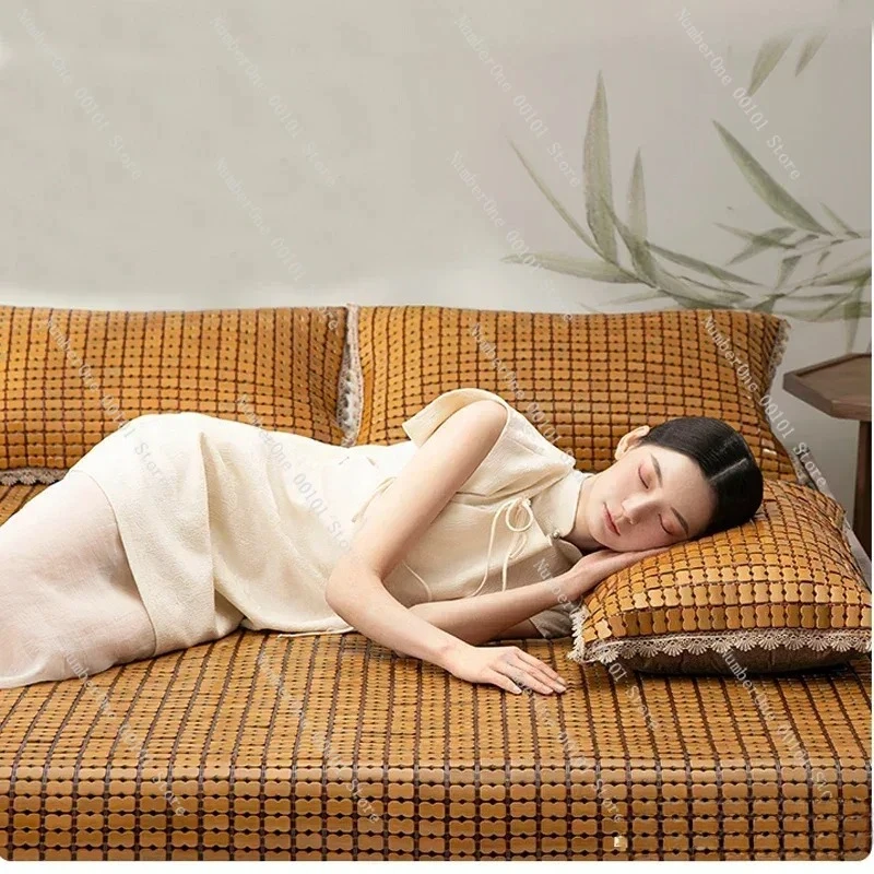 Handwoven Natural Bamboo Summer Mat, Foldable Cooling Mattress for Home Use, Eco-Friendly Comfortable Sleeping Pad