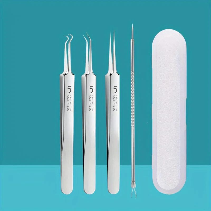 Stainless Steel 8pcs Acne Removal Tool Set - Blackhead & Pimple Popper Kit for All Skin Types, Fragrance-Free, Beauty Tools