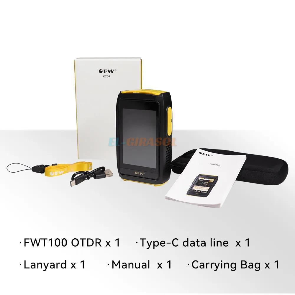 FWT-100มินิไฟเบอร์ออปติก1550nm 20dB ทดสอบสดจอแสดงผลแบบสัมผัสตัวสะท้อนแสง VfL ols opm ตัวเชื่อมต่อ FTTH