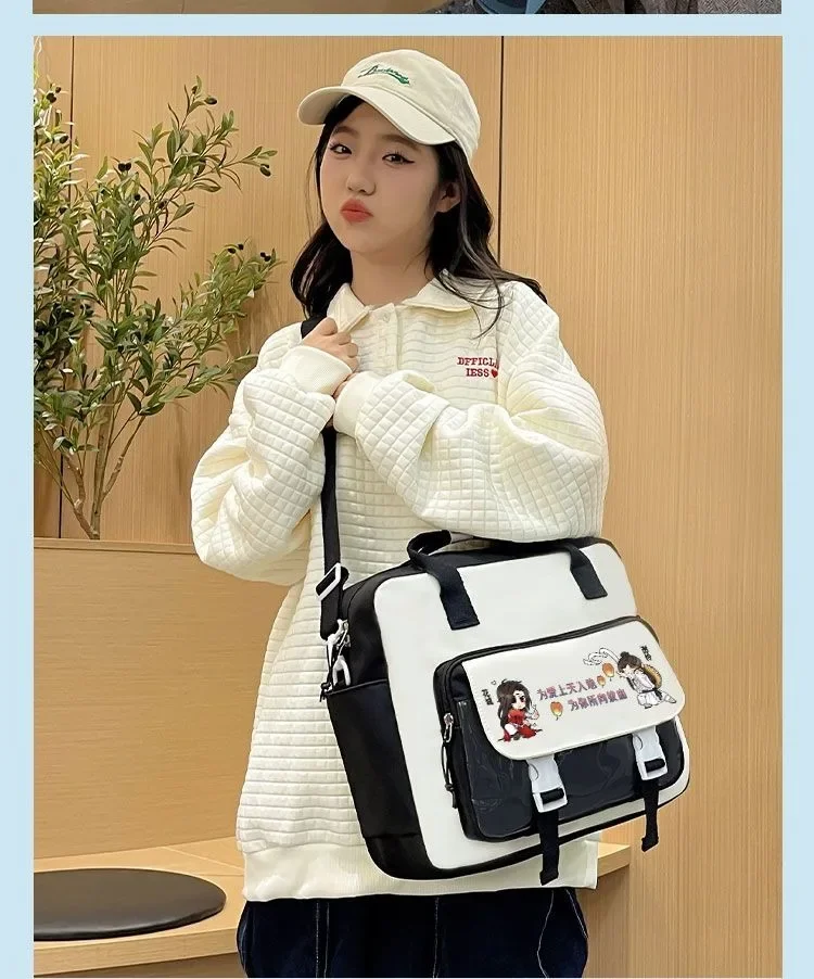 Black Pink, Heaven Officials Blessing, Tian Guan Ci Fu, Anime Messenger Crossbody Shoulder Bags for School Girls Cute Kawaii