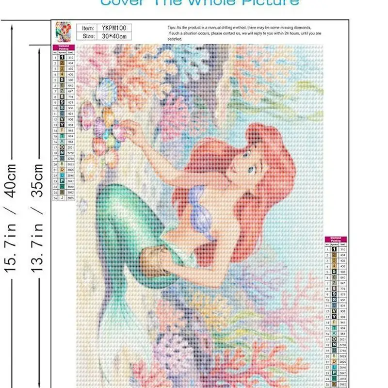 1pc 5d diy kit de pintura diamante broca completa, disney a pequena sereia ariel & conchas tema, cristal espumante gem arte artesanato s