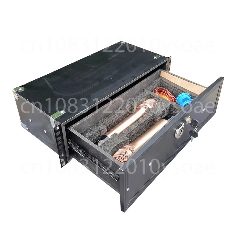 19 Inch 2U Drawer with Lock, Suitable for ABS Air Case, Microphone Cabinet 3U Solid Wood Microphone Receiver, Engineering Case