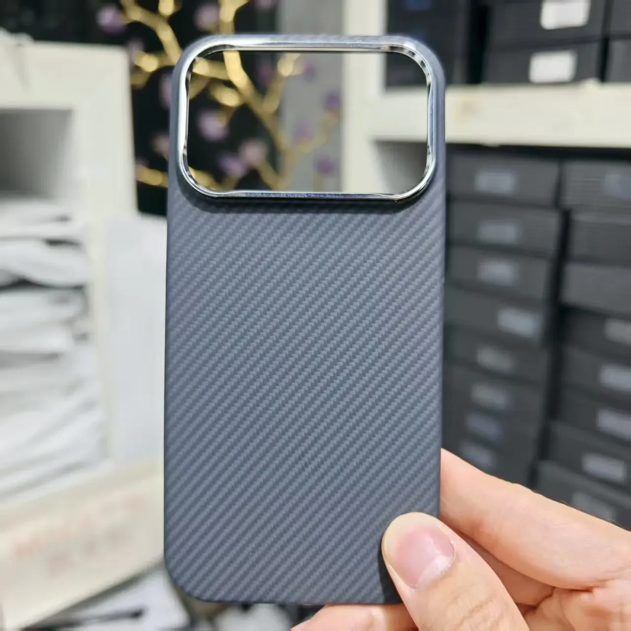 حافظة لهاتف آيفون 17 برو ماكس/ آيفون 17 برو من ألياف الكربون ماكروبور حماية للعدسات غطاء هاتف من ألياف الأراميد مع حافظة مغناطيسية Magsafe #5