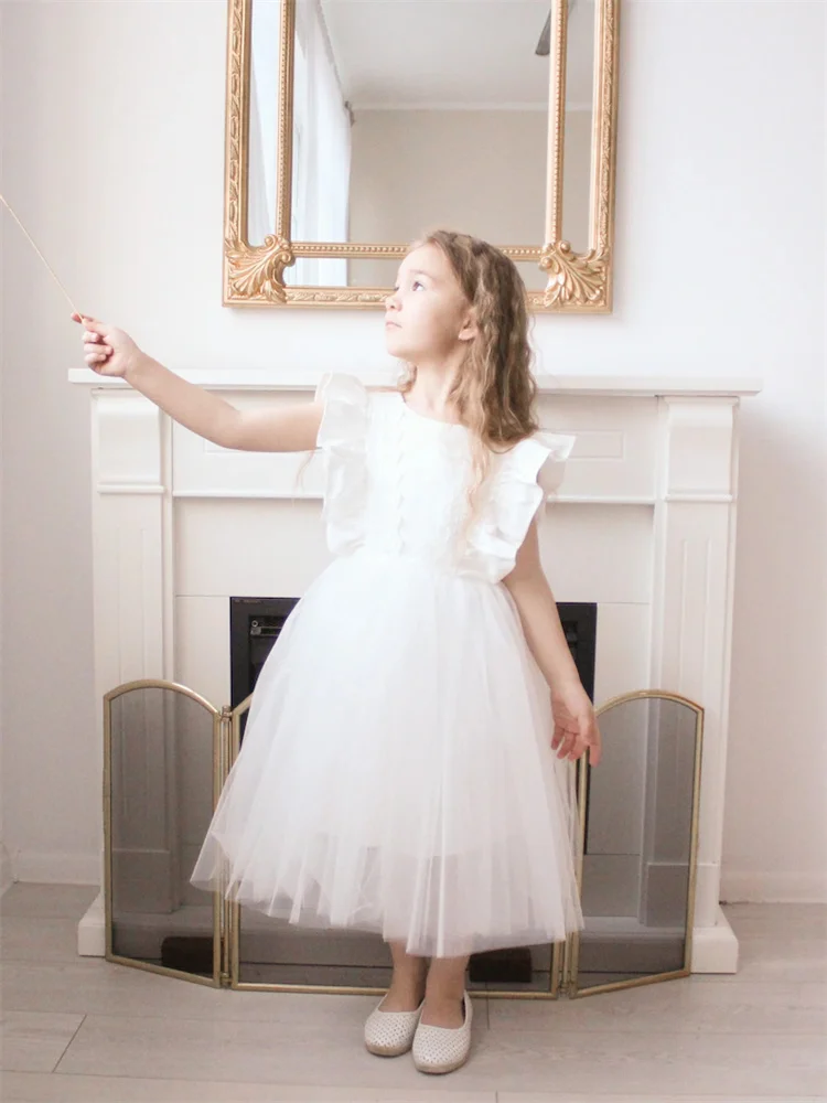 New Arrival Round Neckline Sleeveless Satin A-Line Flower Girl Dress Elegant Open Back Zipper Ankle Length Gown For Childrens