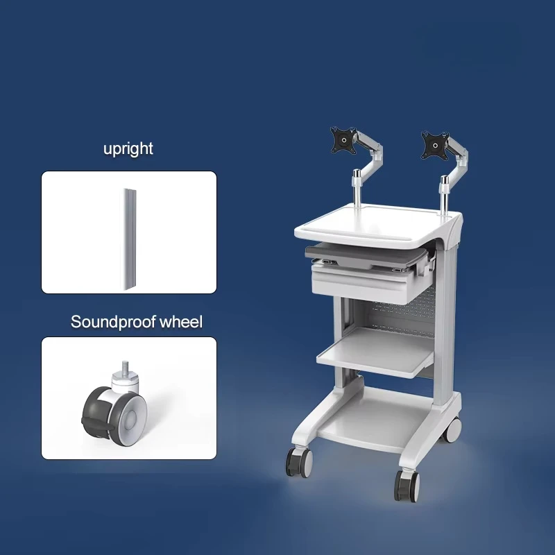 Hot-Selling 4-Tier Metal Mobile Workstation Cart with Monitor Mount Hospital & Clinic Medical Endoscope Storage Carts