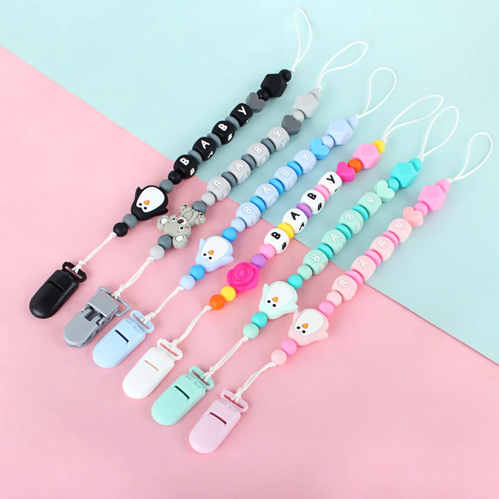 10Pcs 12mm Baby Silicone Beads Letter Personalized Pacifier Clip Teether Baby Alphabe Food Grade Baby Teething Toys Accessories