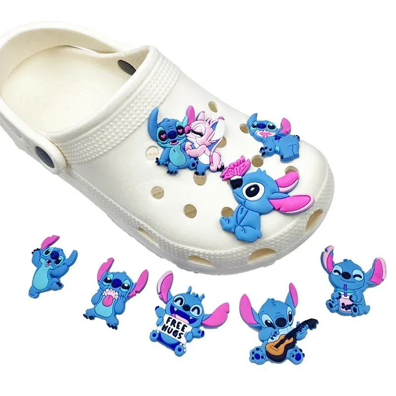 Disney Stitch Cartoon Character Lilo&Stitch Shoe Buckle Anime Sandals Accessories Corc Charms Decorations Kid Children's 2024