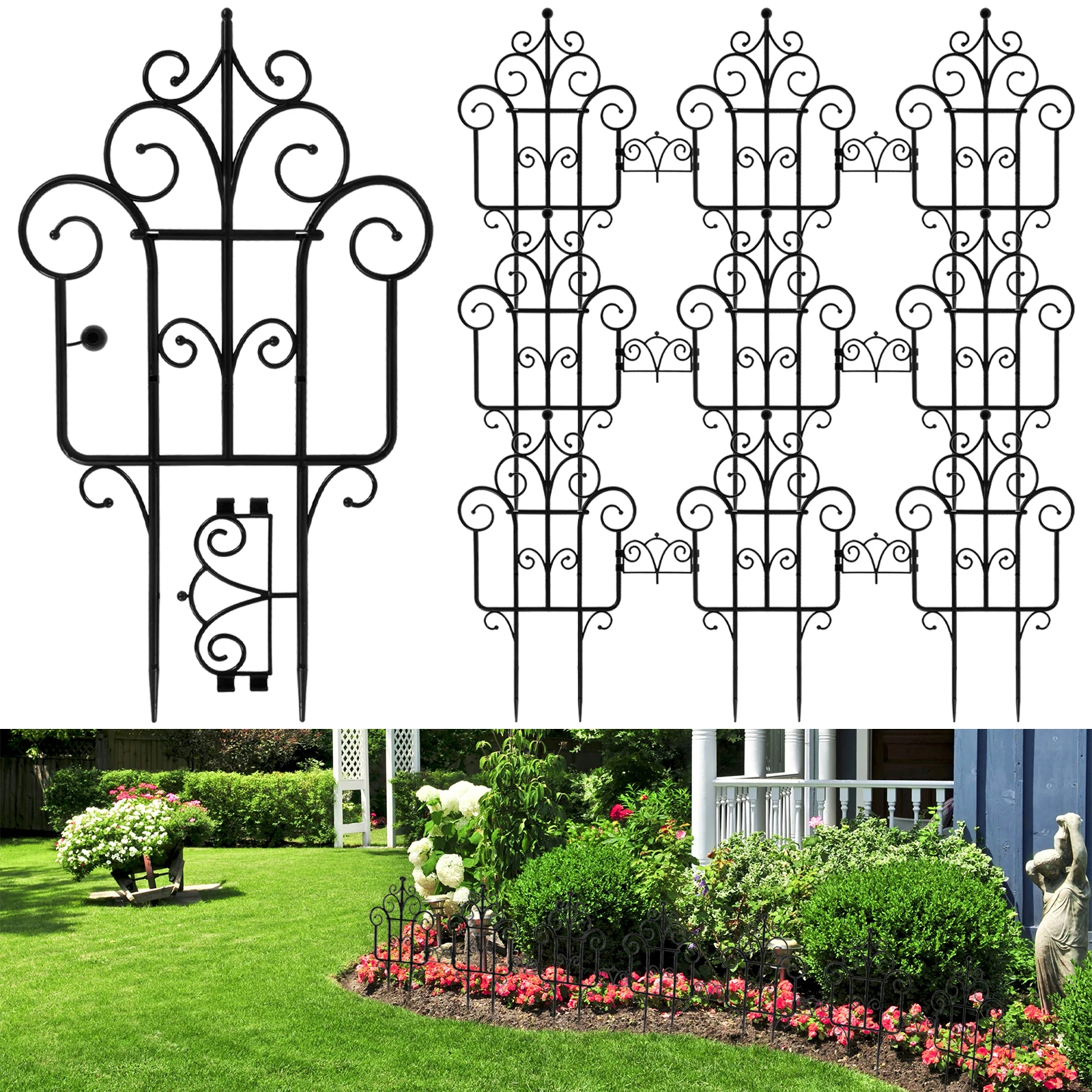 

10Pcs Decorative Garden Fence Plastic Folding Lawn Border Outdoor Animal Barrier Fence Landscape Fencing Multifunctional Garden