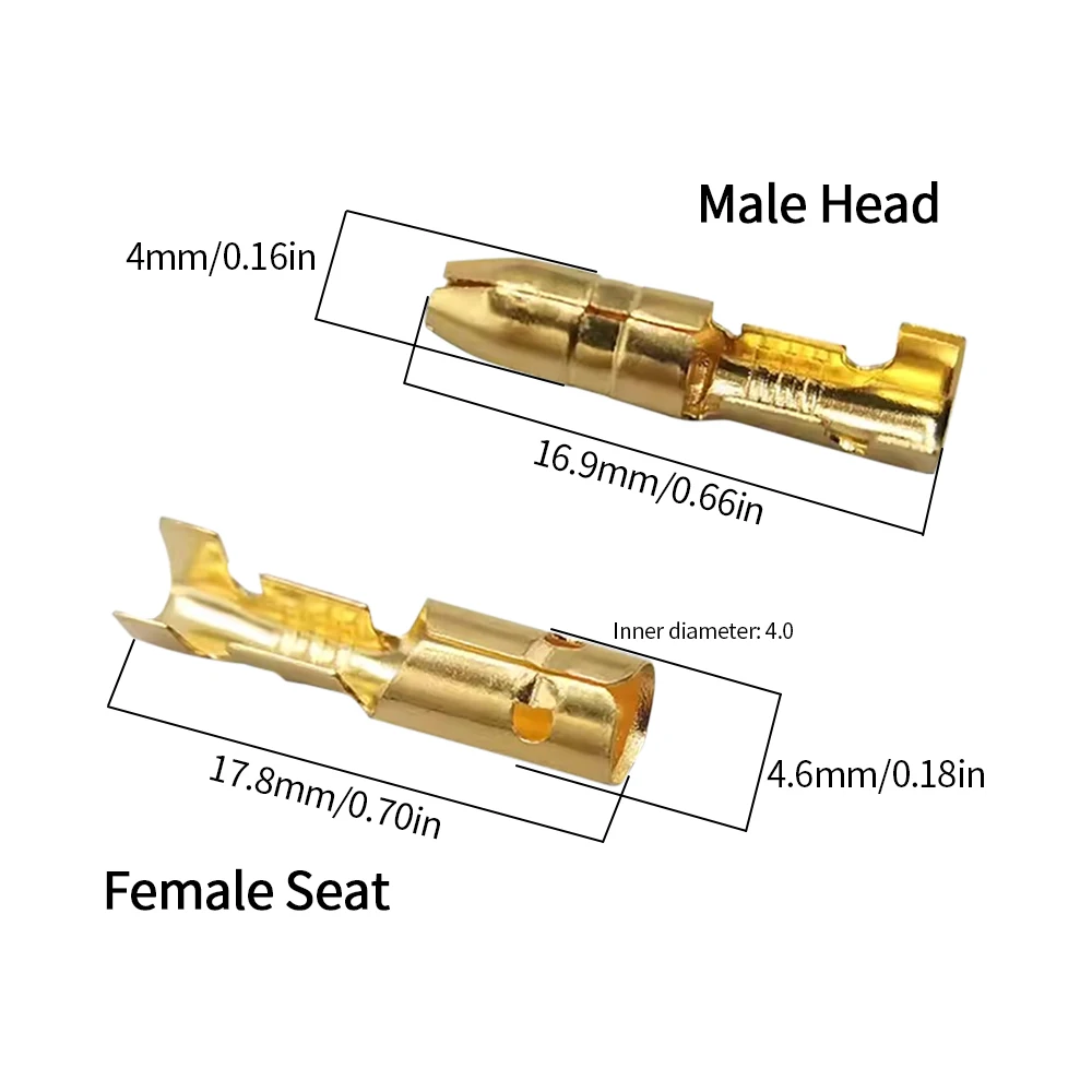 500Pcs 4 Bullet Terminal Car Electrical Wire Connector Diameter Pin Terminals Rubber Sleeve In Tin Plated Brass Spring Sheath