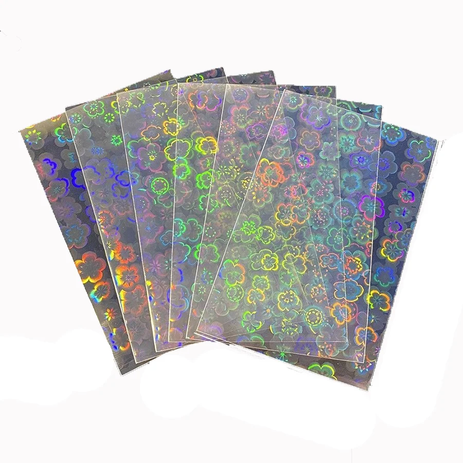SKYSONIC 50pcs Kpop Card Sleeves 61x91mm Snowflake/Sakura Holder For Holo Postcards Top Load Film Photocard Game Cards Protector
