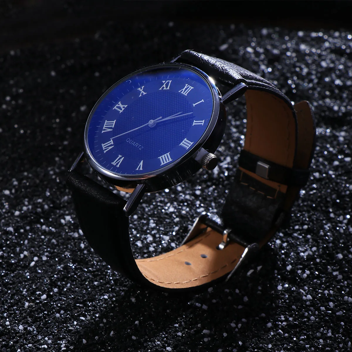 

Men's Quartz Watch Black Mesh Band Blue Dial Fashion Casual Business Student Dress Wristwatch Quartz Watch