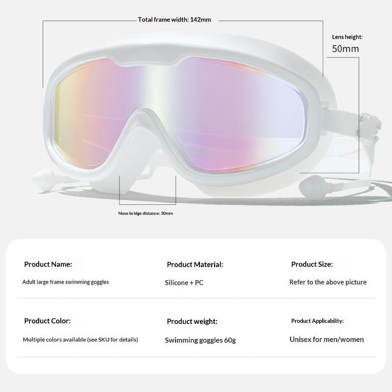   Wholesale Large Frame Adult Swimming Goggles Anti Fog UV Protection Waterproof Swim Glasses With Ear Plugs For Pool Beach 