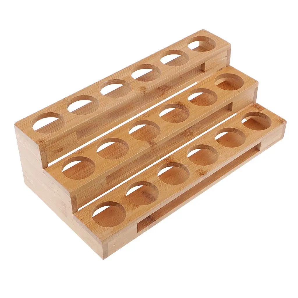 18-Slot Oil Storage Wood Rack Essential Container Organizer Case