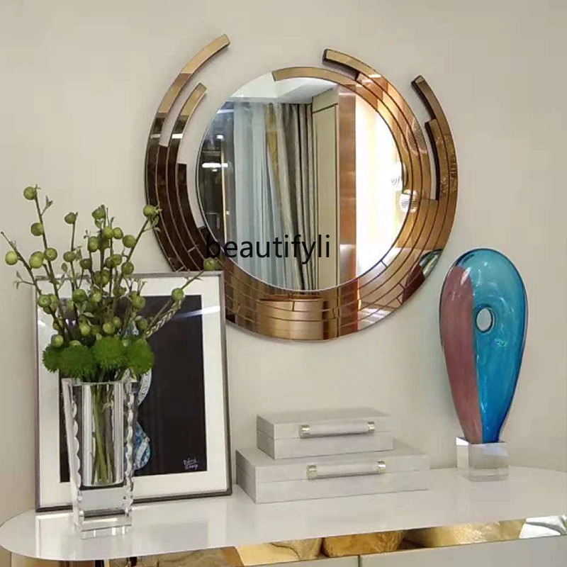 

Round creative art wall decoration wall mirror living room porch background wall hanging mirror model room mirror