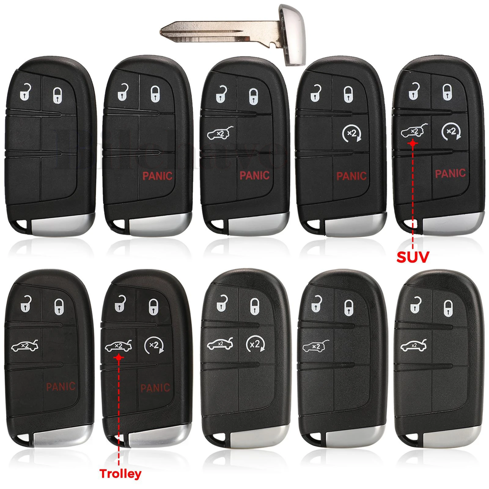 jingyuqin Remote Key Case For Jeep Grand Cherokee Dodge Ram 1500 Journey Charger Dart Challenger Durango Chrysler 300 2/3/4/5BTN