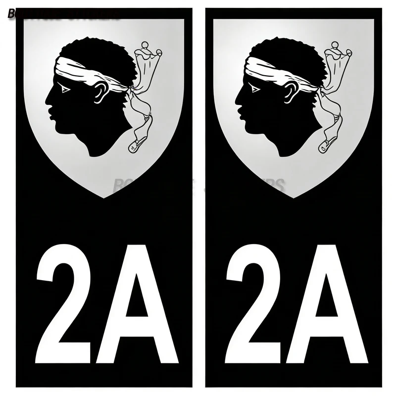 

2 шт. Наклейки-плакетки для французских номерных знаков, черно-синие, 2A 2B, Корс, с гербом и артефактами региона, для мотоциклов