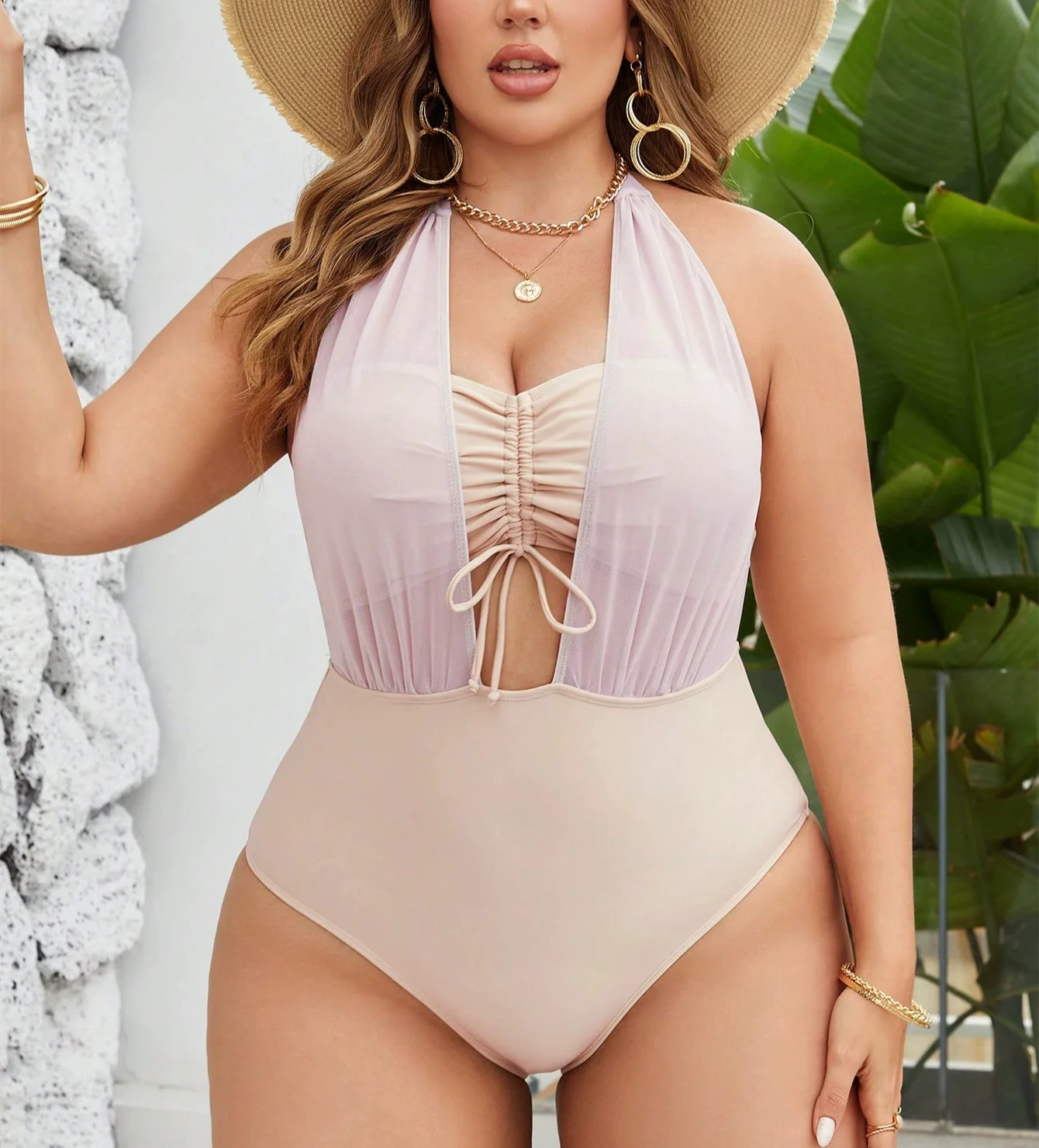 قطعة واحدة ملابس سباحة مقاس كبير للنساء 2025 ملابس سباحة نسائية سمينة رافعة للصدر بدلة استحمام للتحكم في البطن