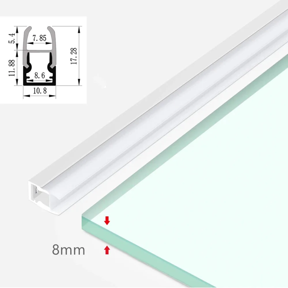 5mm-12mm 유리 선반용 LED 캐비닛 레이어 라이트 스플린트 클립 램프 알루미늄 스트립 라이트 백 사이드 디스플레이 케이스 와인 락커