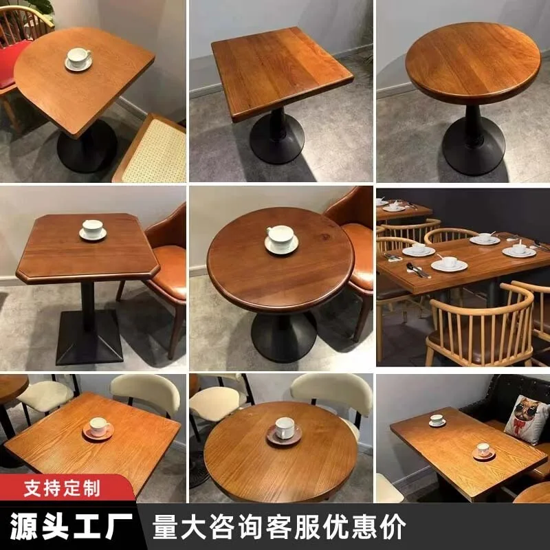 Vintage Cafe Solid Wood Baking Cake Shop Table Tavern Homestay Dessert Milk Tea Shop Restaurant Snack Bar Round Table