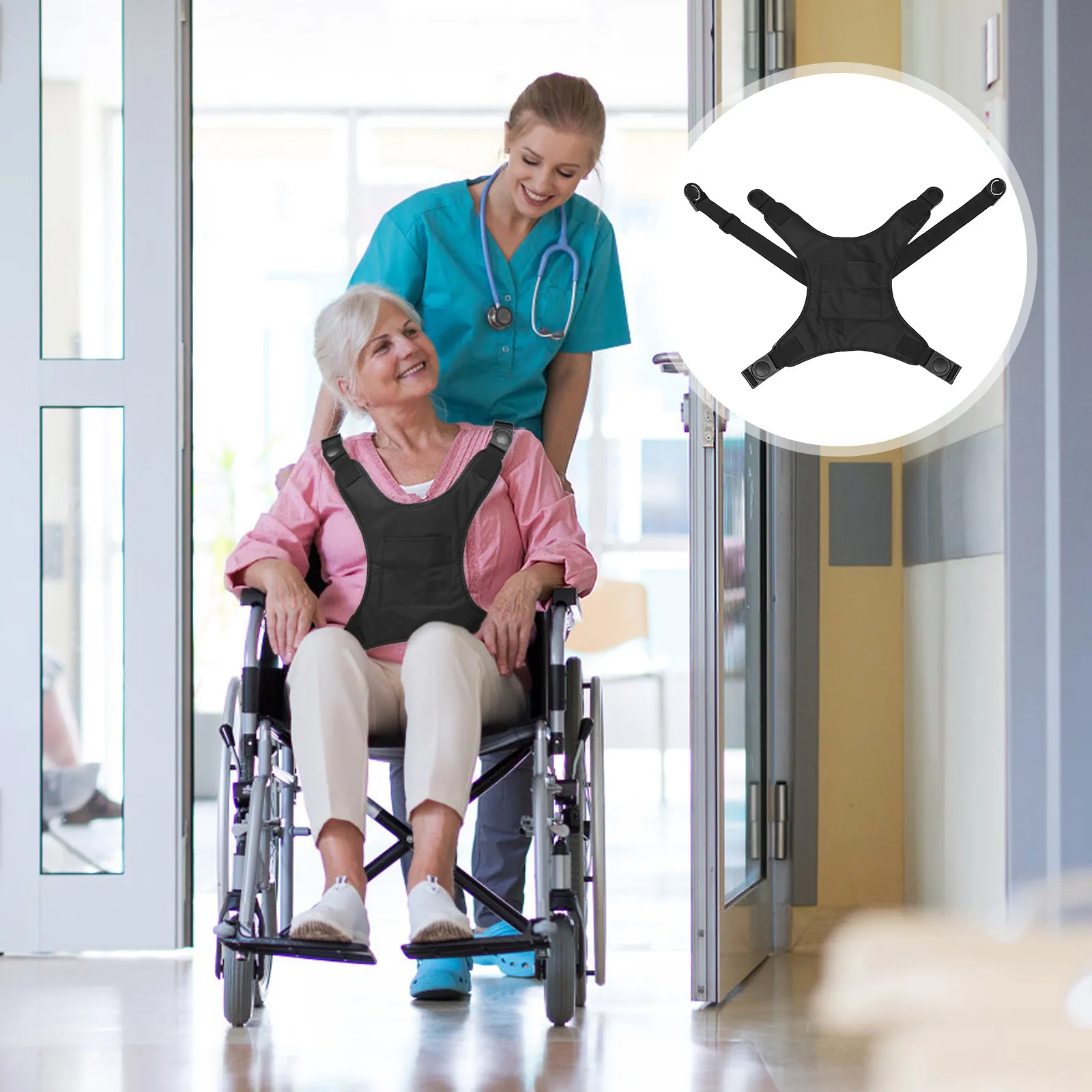 

Elderly Vest-Style Waist Belt with Backrest Support Adjustable Safety Harness for Home Hospital