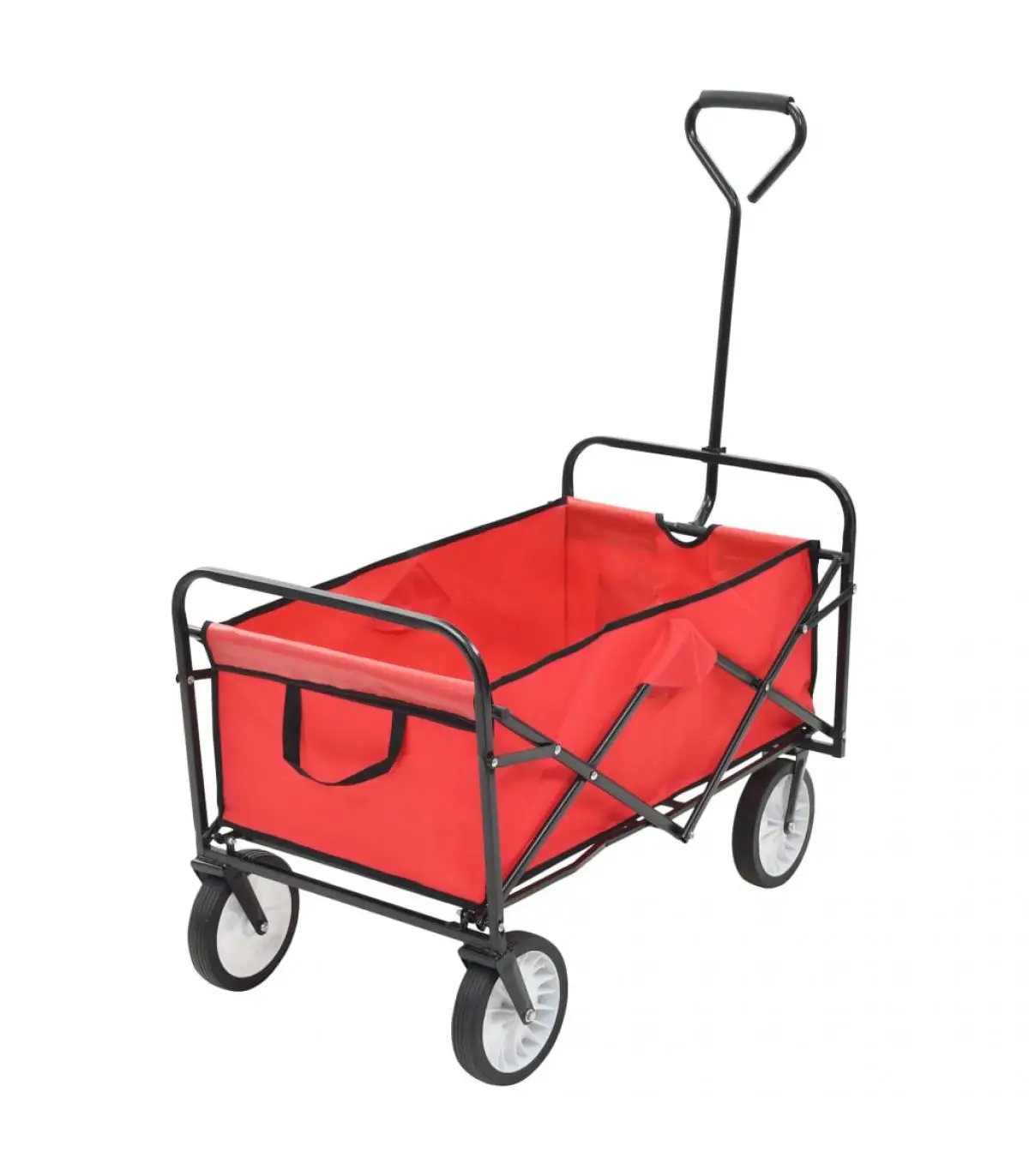 Red steel folding hand cart cargo trolley