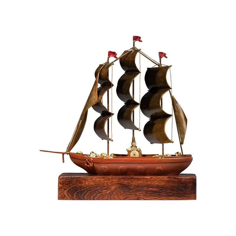 Smooth sailing, sailing copper ornament opening, housewarming gifts, office wine cabinet entrance, home decoration handicrafts
