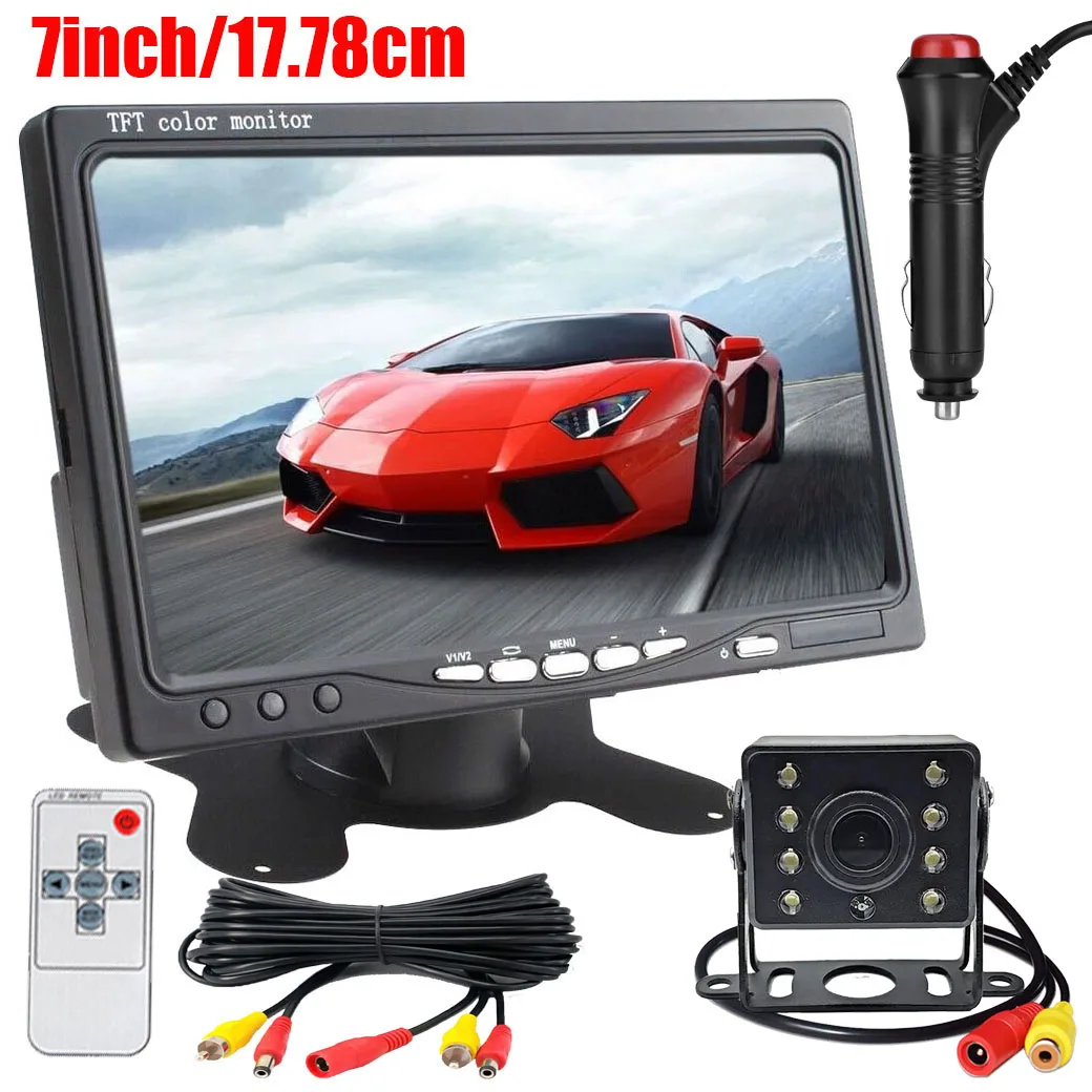 

7" Car TFT LCD Screen Monitor Rear View Reversing Backup Camera Kit with 10M Cable for Truck/Bus/RV/Trailer/Tractor/camper