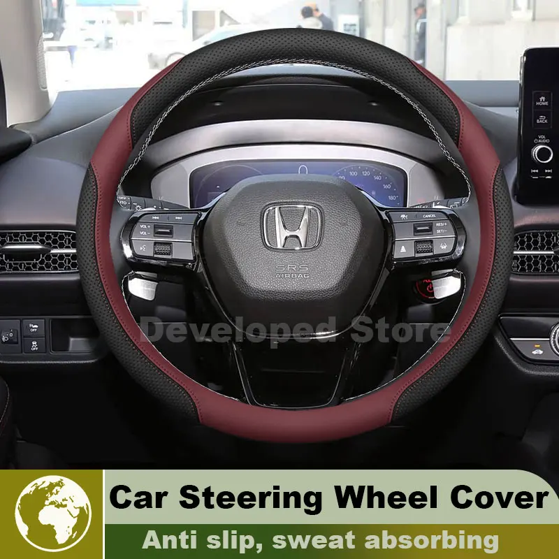 Leather Car Steering Wheel Cover For Honda HRV HR-V ZR-V ZRV 2022-2026 Popular Style Auto Interior Honda HRV 2026 Accessories