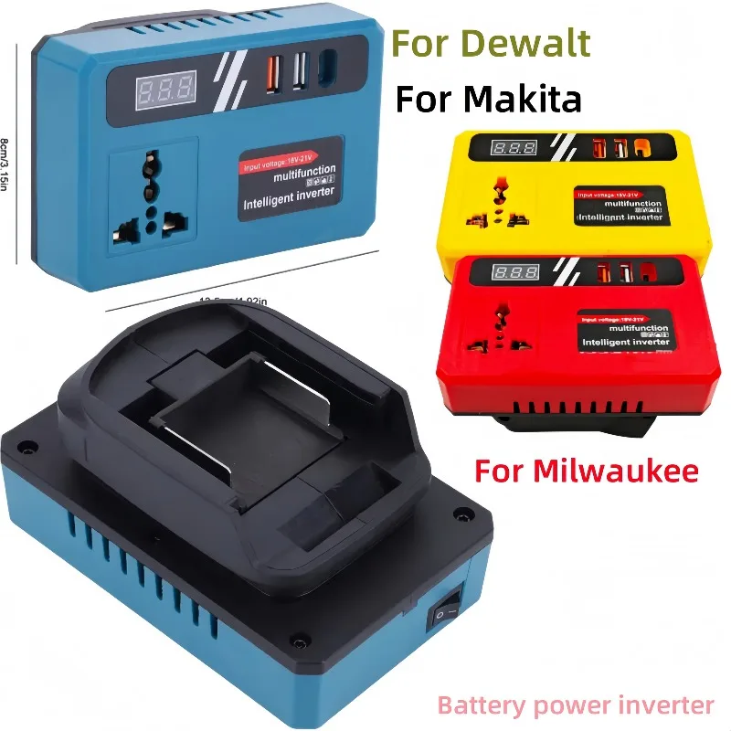 

Инвертор мощности от 18 В до переменного тока 220 В для аккумуляторов Makita/DeWalt/Milwaukee 18 В, инвертор литиевой батареи генератора электростанции