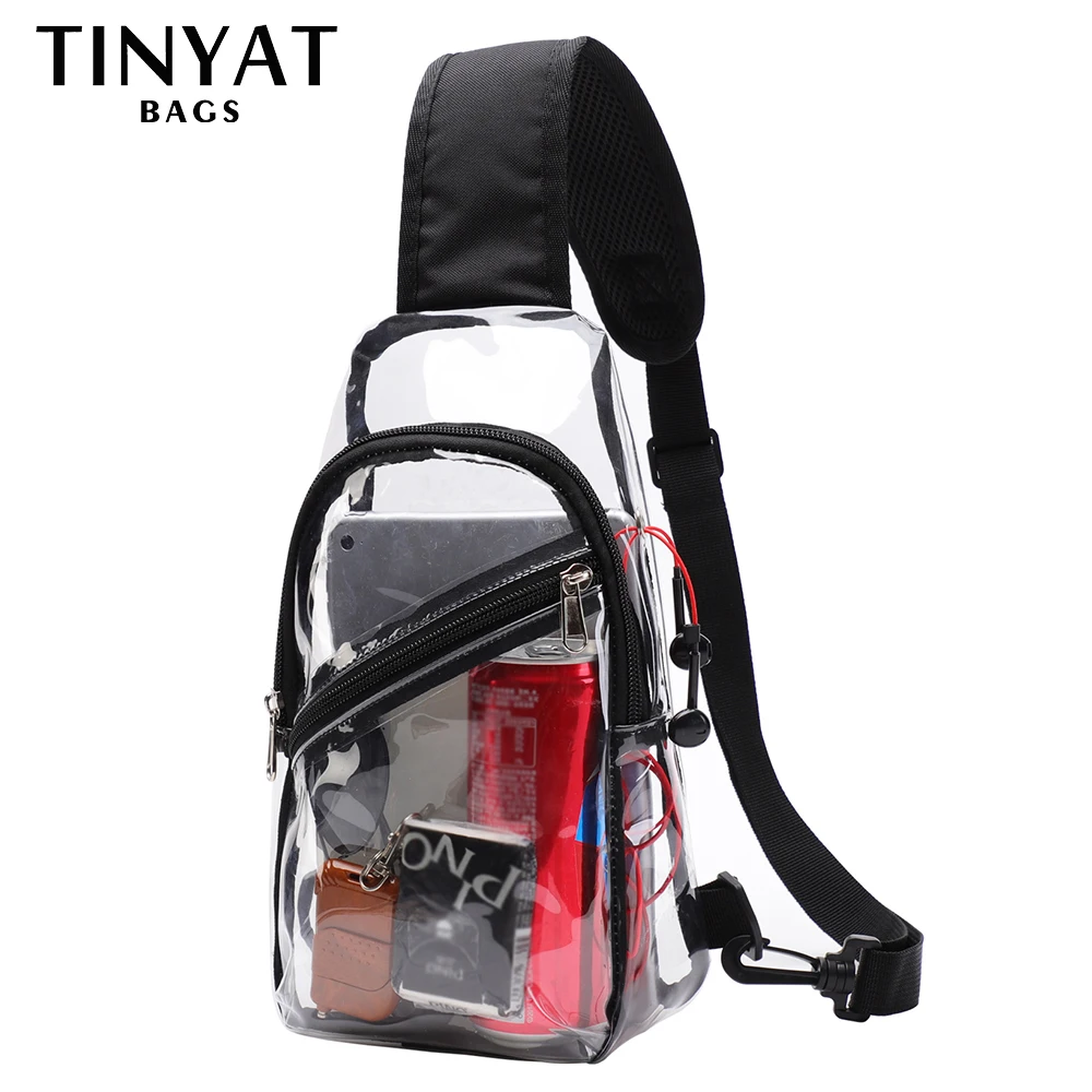 Imagem -02 - Tinyat-clear Chest Bags para Homens e Mulheres Impermeável Transparente Pvc Crossbody Bolsa Pequeno Lazer Bolsa de Ombro Telefone Sling Bags