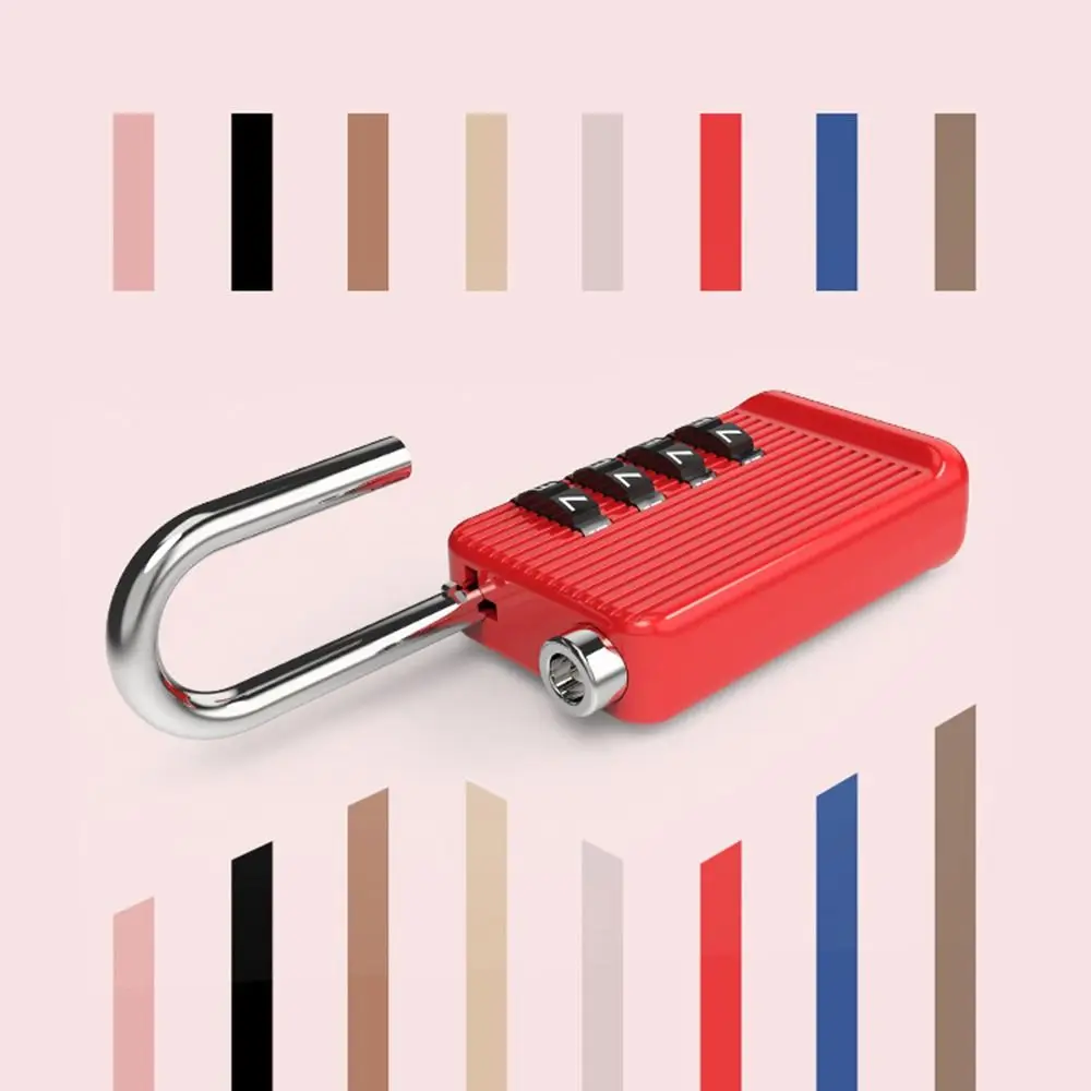 Solid Color Wave Pattern 4 Digit Password Lock Luggage Combination Metal Padlock Travel Backpack Zipper Anti-theft Safety Lock